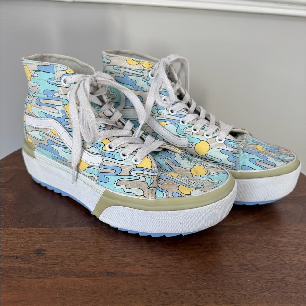 Vans Sk8-Hi Platform Blue/Yellow Sneakers women’s Sz 8